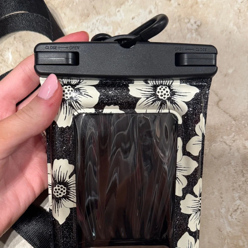 kate spade Black and White Floral Waterproof Phone Case Pouch